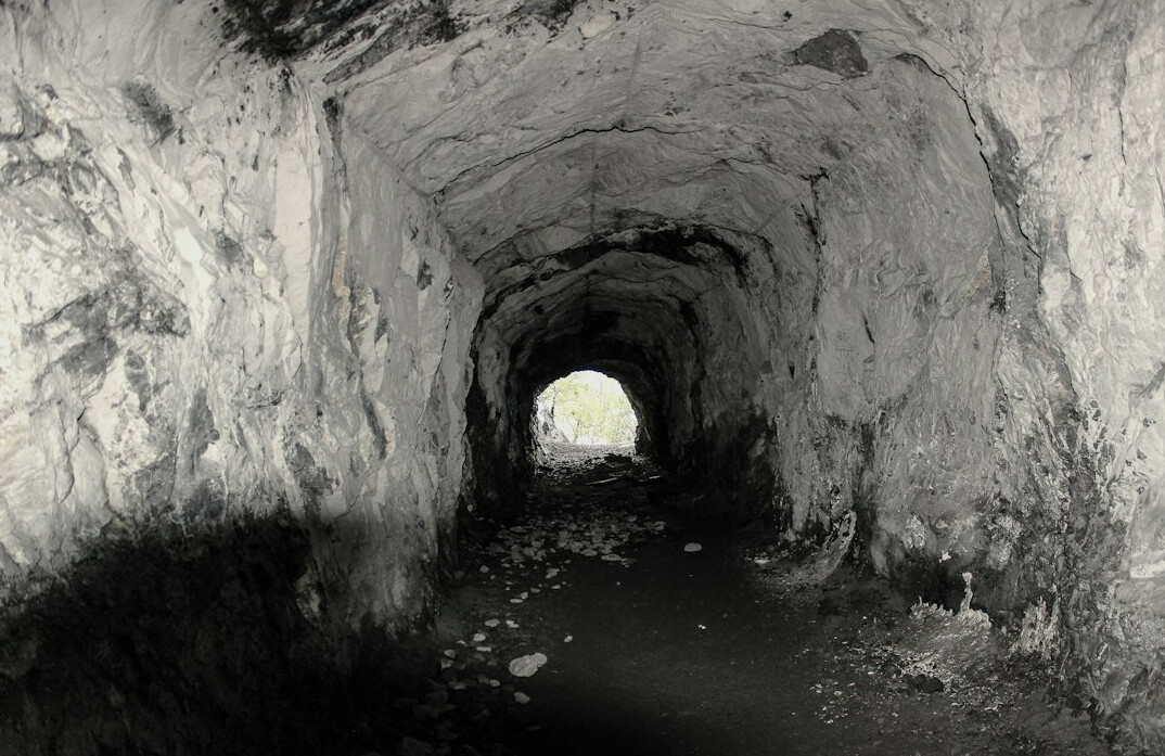 mountain trail with hidden cave
